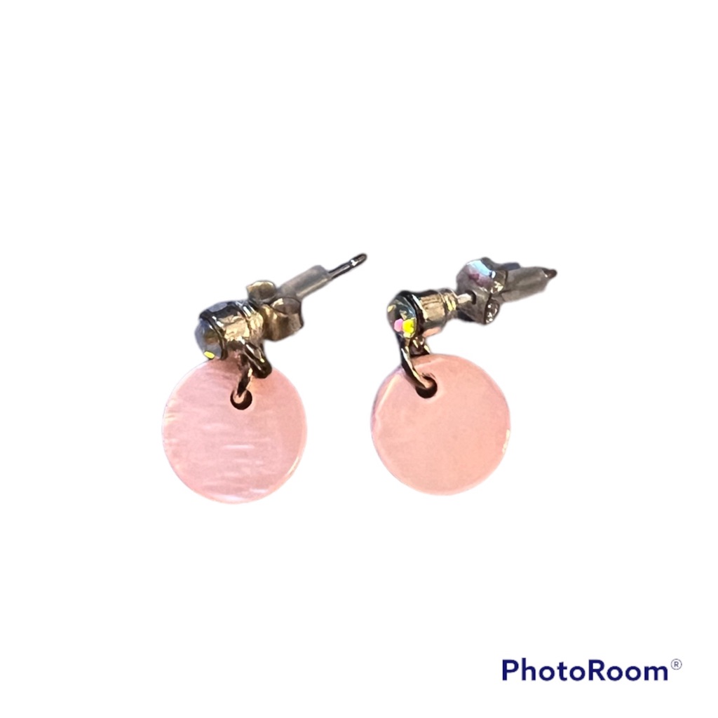 Girls Small Pink WJewel Dangle Post Earrings Preowned Girls Small Pink WJewel Dangle Post Earrings Preowned